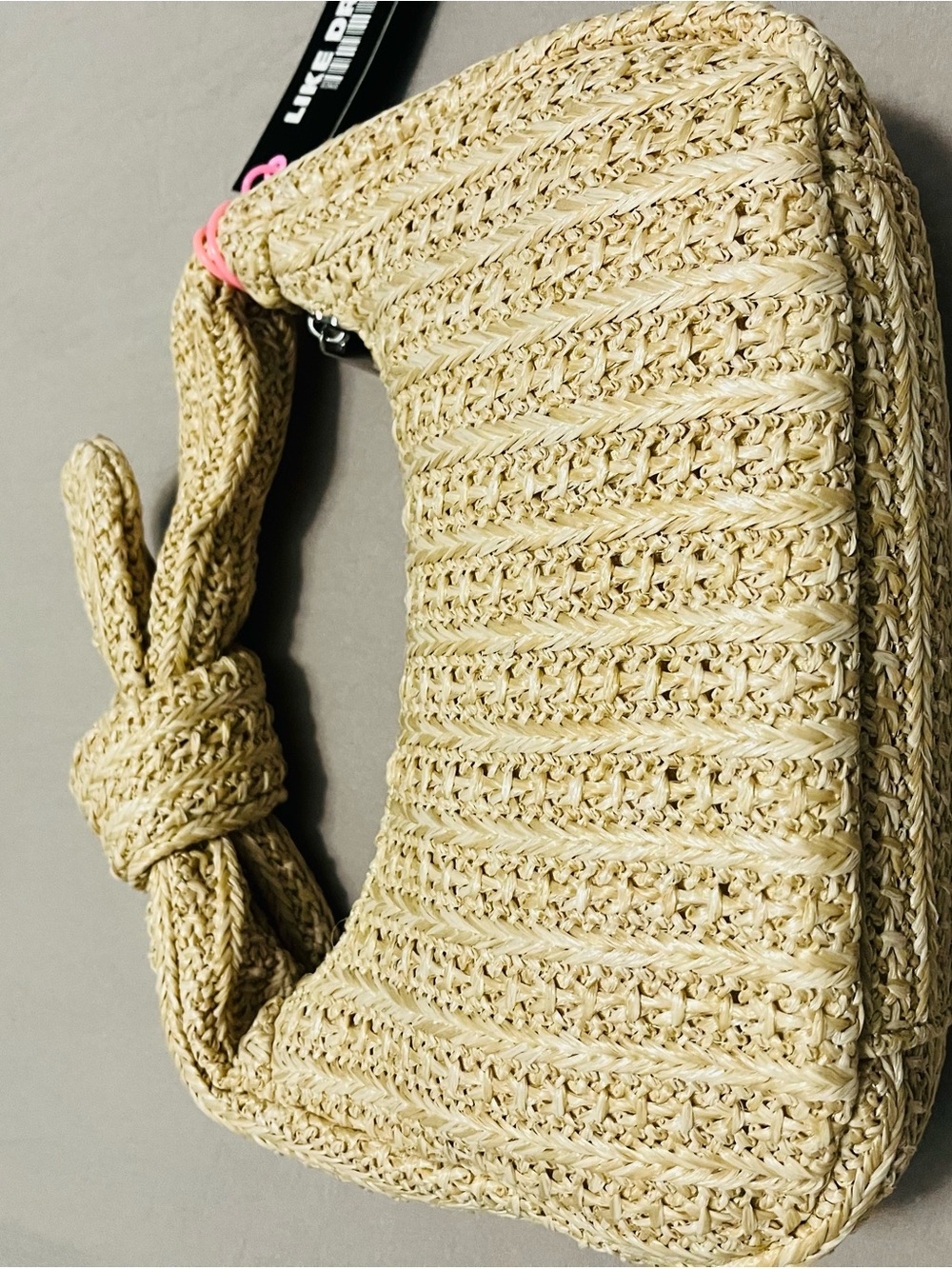 Knotted Straw Shoulder Bag in Natural - Picture 3 of 6